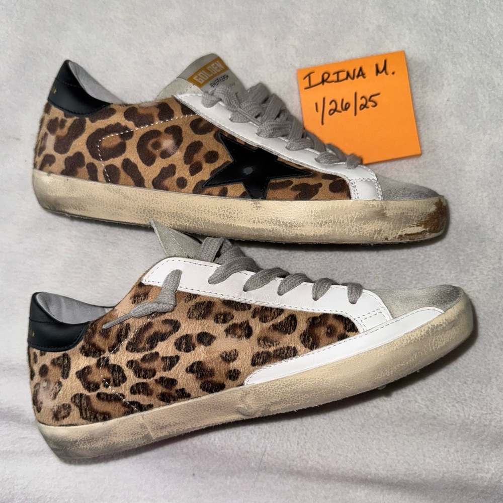 GOLDEN GOOSE Suede Toe Leopard Superstar Size 39 (US Women’s 8.5) New in Box - Picture 14 of 16